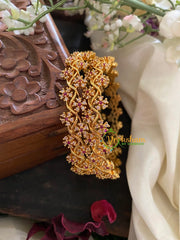 Premium AD Stone Floral Bangle- Double Sided-G3167