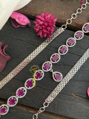 White tone American Diamond Hip Chain-Red-Links-G3878