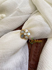 Precious Jadau Kundan Finger Ring-White Floral-J1509