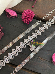 White Tone American Diamond Hip Chain-Tilak-White-G3953