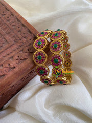 Premium Matt AD Stone Bangle-Red Green-G5987