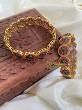 Premium Matt AD Stone Bangle-Red Green-G5987