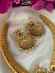 Gold Look Alike AD Stone Addigai Choker -2547