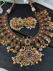 Premium AD Stone Guttapusalu Short Neckpiece -G2546