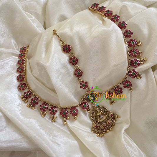 Traditional LakshmiKemp Maanga Tikka-Double Side Tikka-Gold Beads-G10565