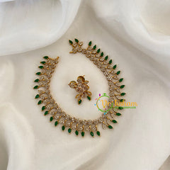 White Green AD Stone Short Neckpiece-Floral-G6337