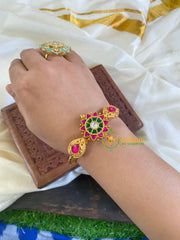 Precious Kundan Jadau Kada Bangle-Red Green White-J701
