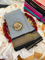 Grey with Black border Semi Soft Silk Saree-VS256