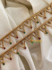 Elegant Gold Look Alike Thin Anklets-V Chain-Red Green-G3905