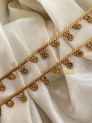 Elegant Gold Look Alike Thin Anklets-Dot Flower Leaf-White-G3930
