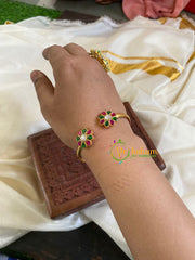 Precious Kundan Jadau Kada Bangle-Red Green White-J694
