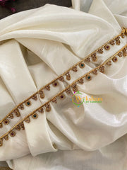 Elegant Gold Look Alike Thin Anklets-Dot Flower Leaf-Red Green White-G3933