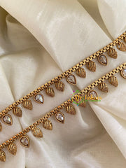 Elegant Gold Look Alike Thin Anklets-2 Leaves-G3896