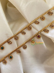 Elegant Gold Look Alike Thin Anklets-Dots 2-Red Green White-G3928