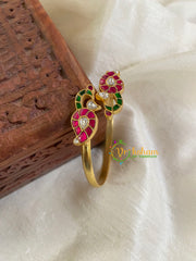 Peacock Precious Kundan Jadau Kada Bangle-Pink Green White-J691