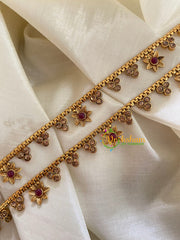 Elegant Gold Look Alike Thin Anklets-Dot Star-Red White-G3934