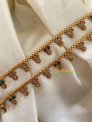 Elegant Gold Look Alike Thin Anklets-3 Dots-Red Green White-G3900