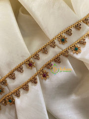 Elegant Gold Look Alike Thin Anklets-Dot Star-Red Green White-G3935