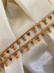 Elegant Gold Look Alike Thin Anklets-Dots Circle-Red Green White-G3940