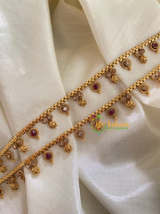 Elegant Gold Look Alike Thin Anklets-Dot Circle-Red White-G3939