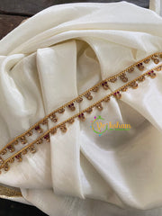 Elegant Gold Look Alike Thin Anklets-Dotted 1-Red White-G3926