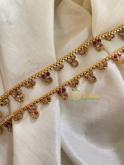 Elegant Gold Look Alike Thin Anklets-Dotted 1-Red White-G3926