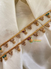 Elegant Gold Look Alike Thin Anklets-Dots 3-Red Green White-G3941