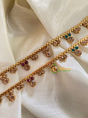 Elegant Gold Look Alike Thin Anklets-Dotted 1-Red Green White-G3925