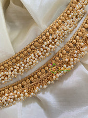 Gold Look Alike Bridal Anklets-Cluster Pearl-G3911