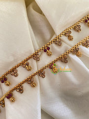 Elegant Gold Look Alike Thin Anklets-Dots 3-Red White-G3943