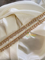 Elegant Gold Look Alike Thin Anklets-Dice Tilak-White-G3937