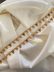 Elegant Gold Look Alike Thin Anklets-Dotted-Red Green White-G3923