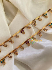 Elegant Gold Look Alike Thin Anklets-Dotted-Red Green White-G3923