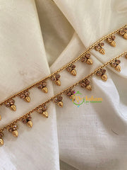 Elegant Gold Look Alike Thin Anklets-Leaf-White-G3895