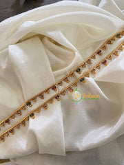 Elegant Gold Look Alike Thin Anklets-Dots Flowers-Red Green-G3908