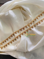 Gold Look Alike Thin Anklets-Dots Bindi-Red Green White-G3920