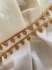 Elegant Gold Look Alike Thin Anklets-Dots Bindi-White-G3919