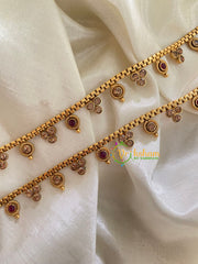 Elegant Gold Look Alike Thin Anklets-Dots Bindi-Red White-G3918