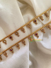 Elegant Gold Look Alike Thin Anklets-Bindi-Red Green-G3916