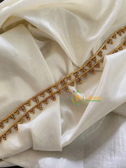 Elegant Gold Look Alike Thin Anklets-Dots Flowers-White-G3907