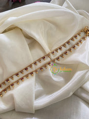 Elegant Gold Look Alike Thin Anklets-Leaf-Red White-G3894