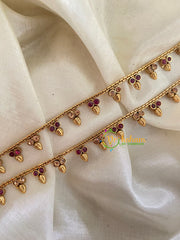 Elegant Gold Look Alike Thin Anklets-Leaf-Red White-G3894