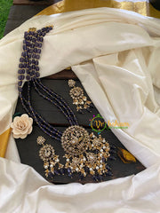 Blue Bead Victorian Diamond Long Neckpiece -VV350