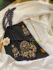 Blue Bead Victorian Diamond Long Neckpiece -VV350