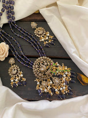 Blue Bead Victorian Diamond Long Neckpiece -VV350
