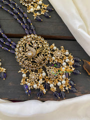 Blue Bead Victorian Diamond Long Neckpiece -VV350