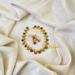 Red Green Stone Choker Short Neckpiece-G6390