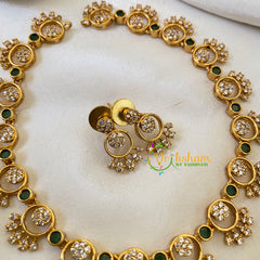 Simple AD Stone Choker Short Neckpiece -Green white -G6397