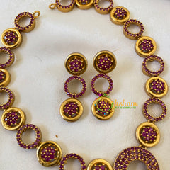 Premium AD Stone Short Neckpiece-Red-G6356