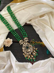 Green Bead Victorian Diamond Neckpiece-Peacock-VV334